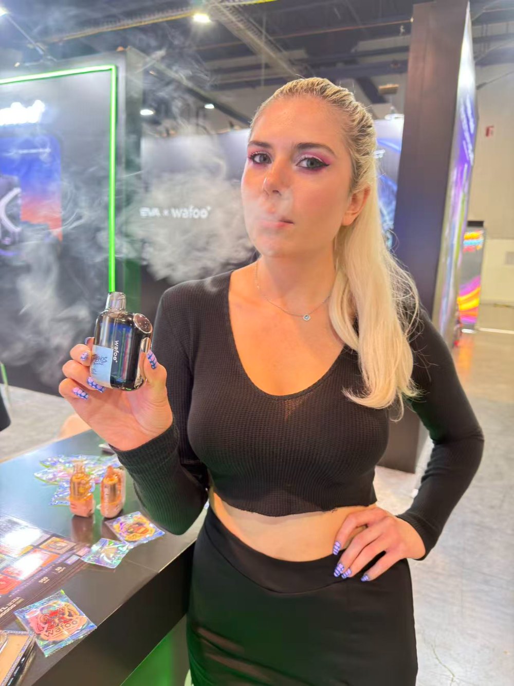 Wafoo vape products displayed at the Wafoo booth during CHAMPS Trade Show Las Vegas